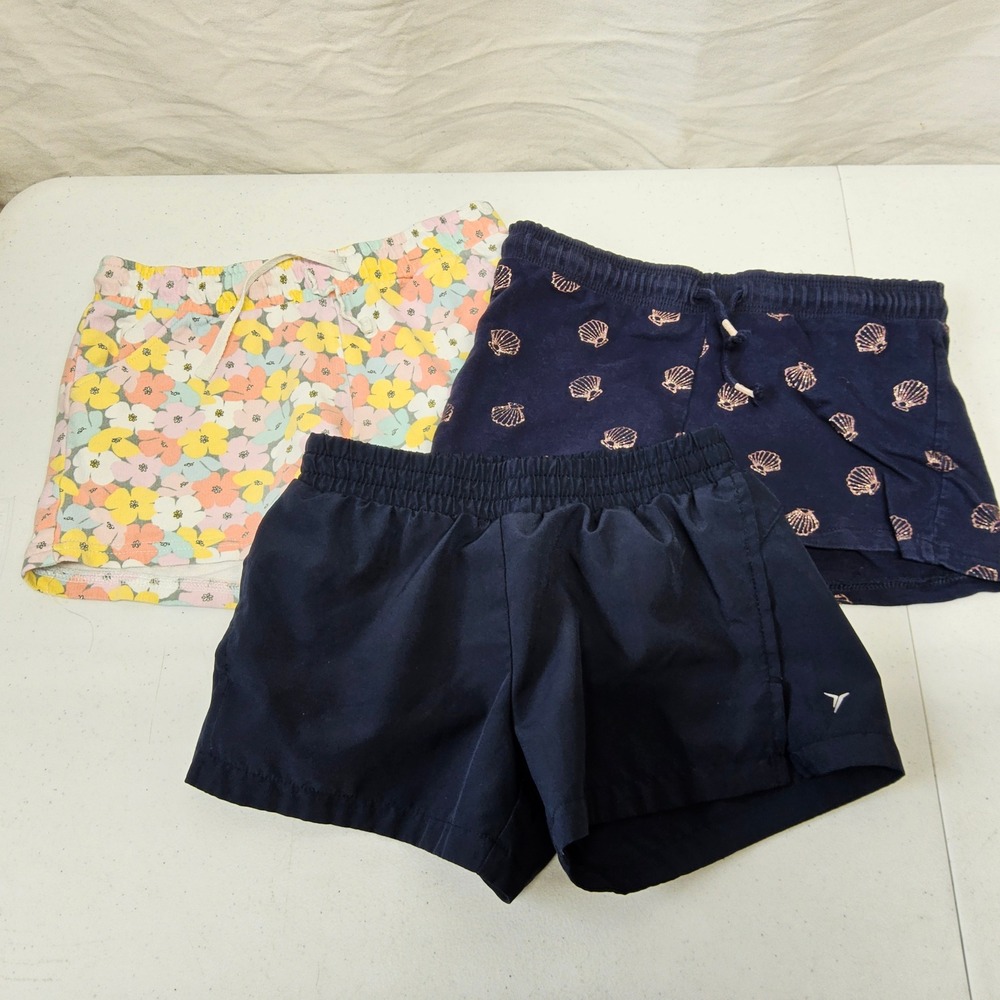Old Navy Carters HM Shorts Girls Size 8 Bundle Blue Floral Shells‎ 3pk
